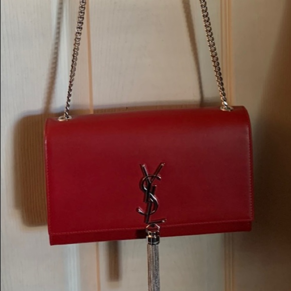 YSL Kate medium smooth red crossbody handbag